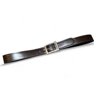 Men’s Size 36 Genuine Leather Reversible Black Brown Belt Silver Buckle